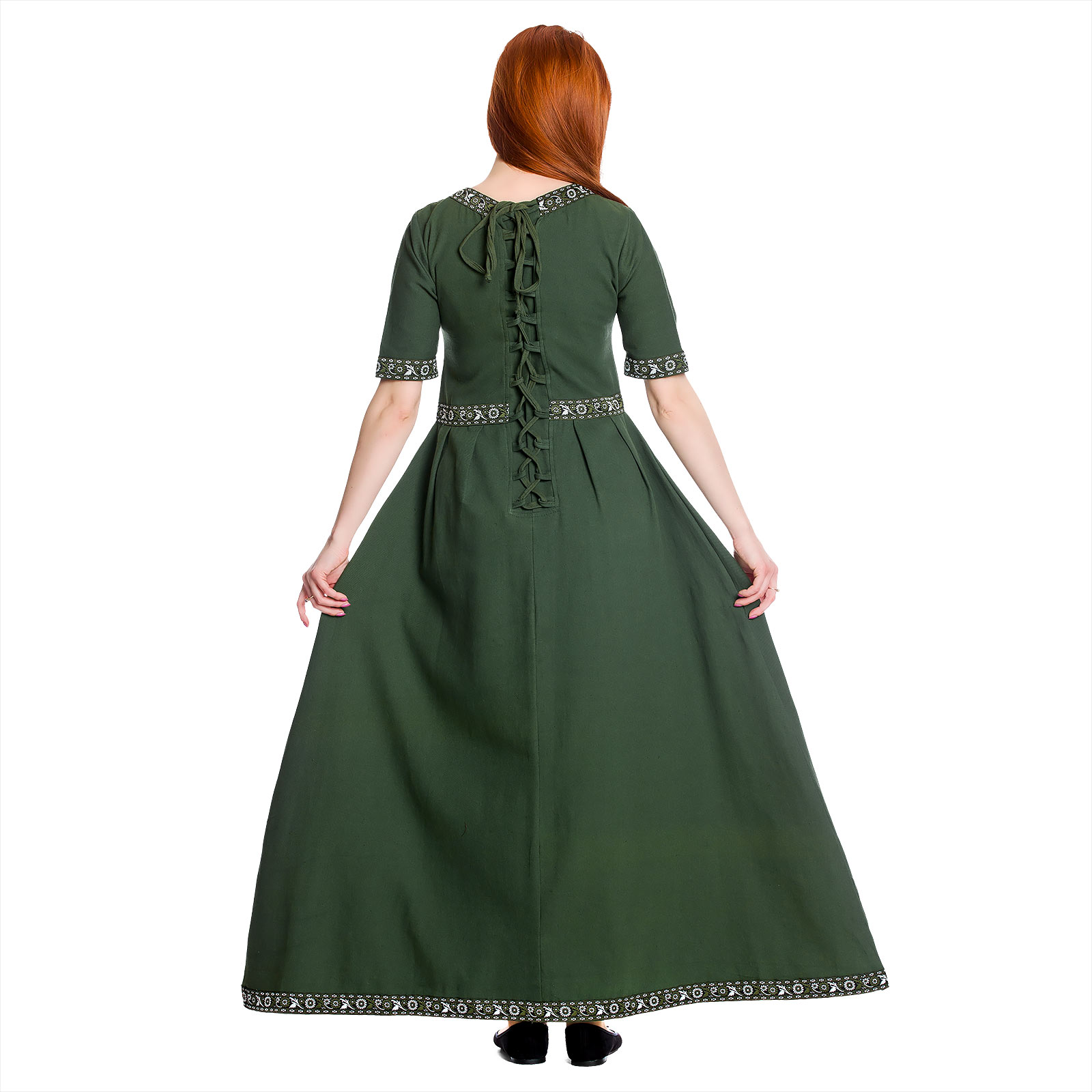 Mittelalter Kleid Ennlin mit Kurzarm grün