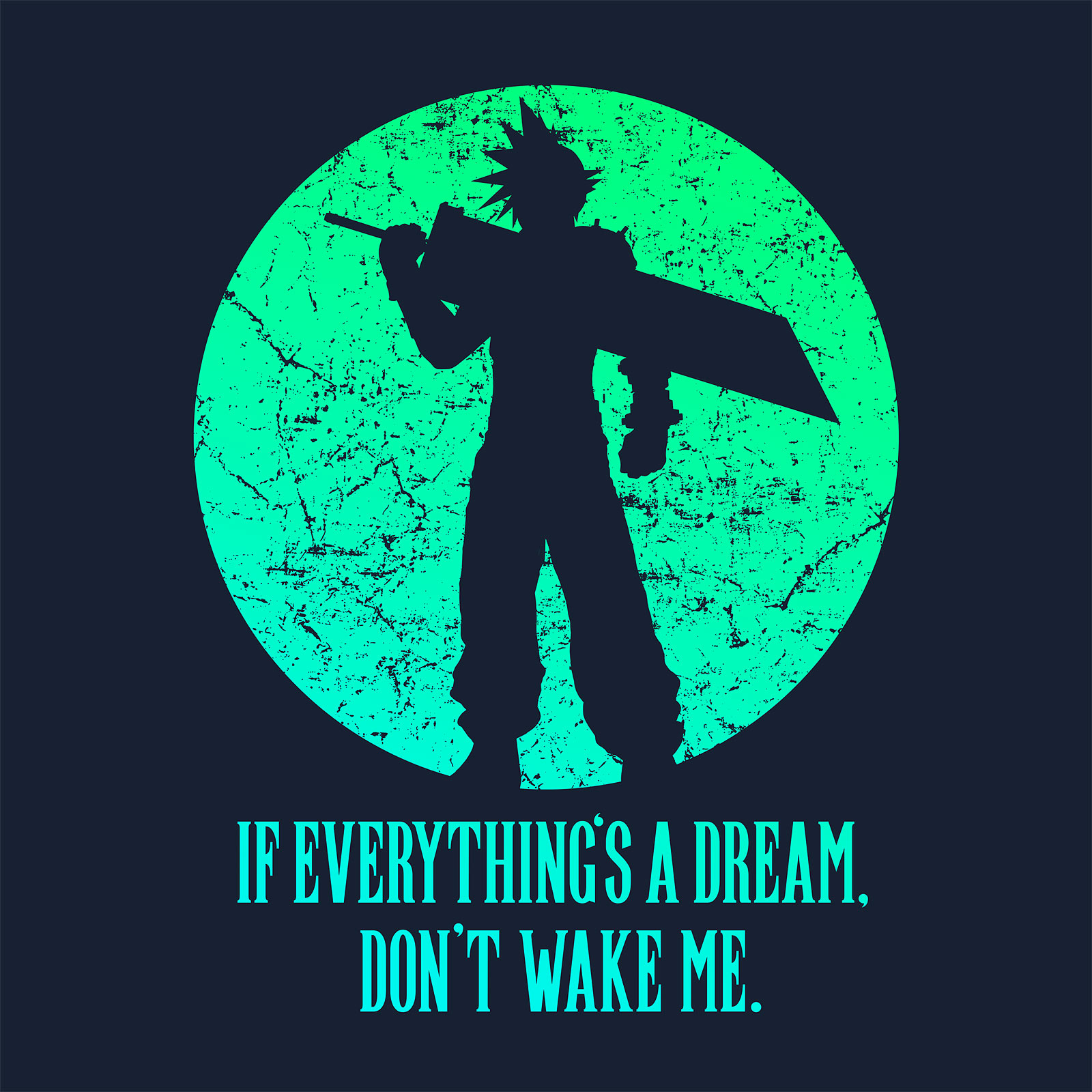 Cloud Strife T-Shirt für Final Fantasy Fans blau