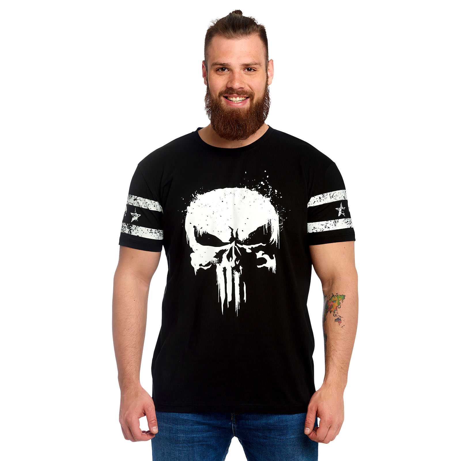 Punisher - Skull Logo T-Shirt mit Ärmelprint schwarz