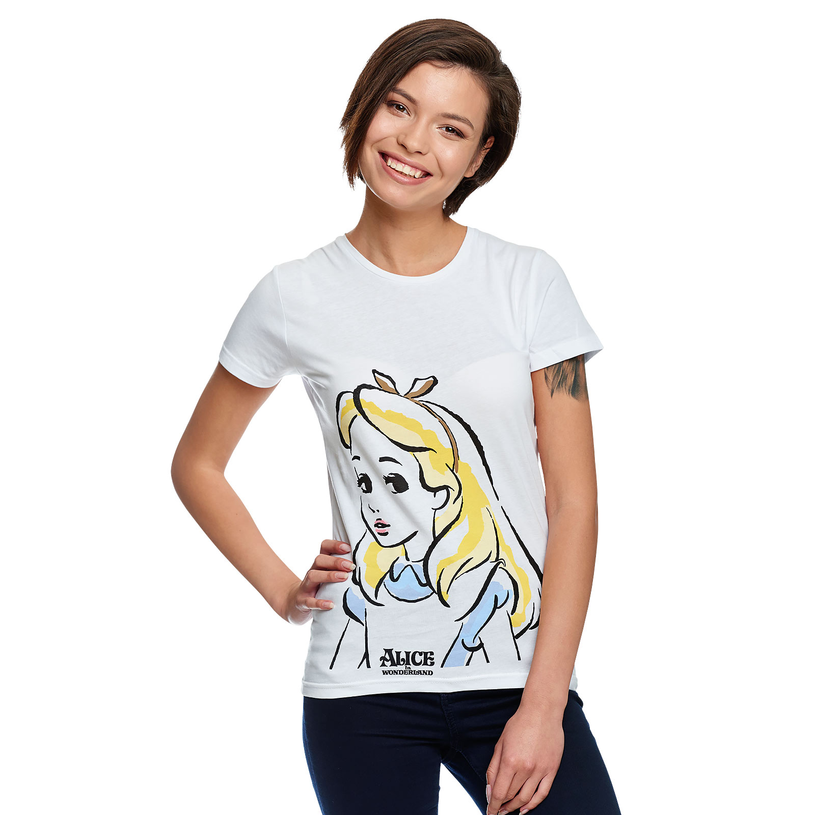 Alice im Wunderland - Portrait T-Shirt Damen weiß