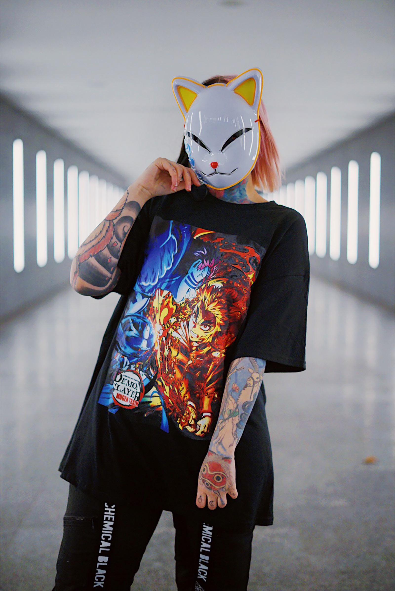 Demon Slayer - Rengoku vs. Akaza T-Shirt schwarz