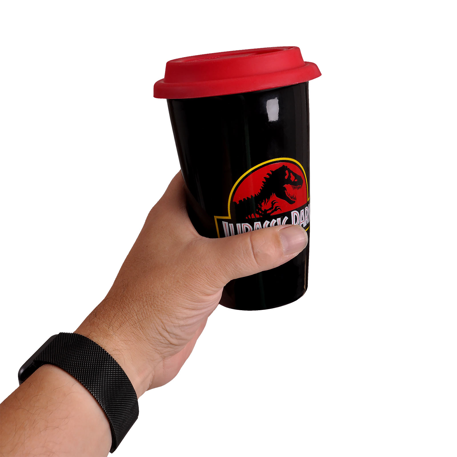 Thermobecher Jurassic Park Logo mit lustigem Spruch to go Becher Reisebecher 