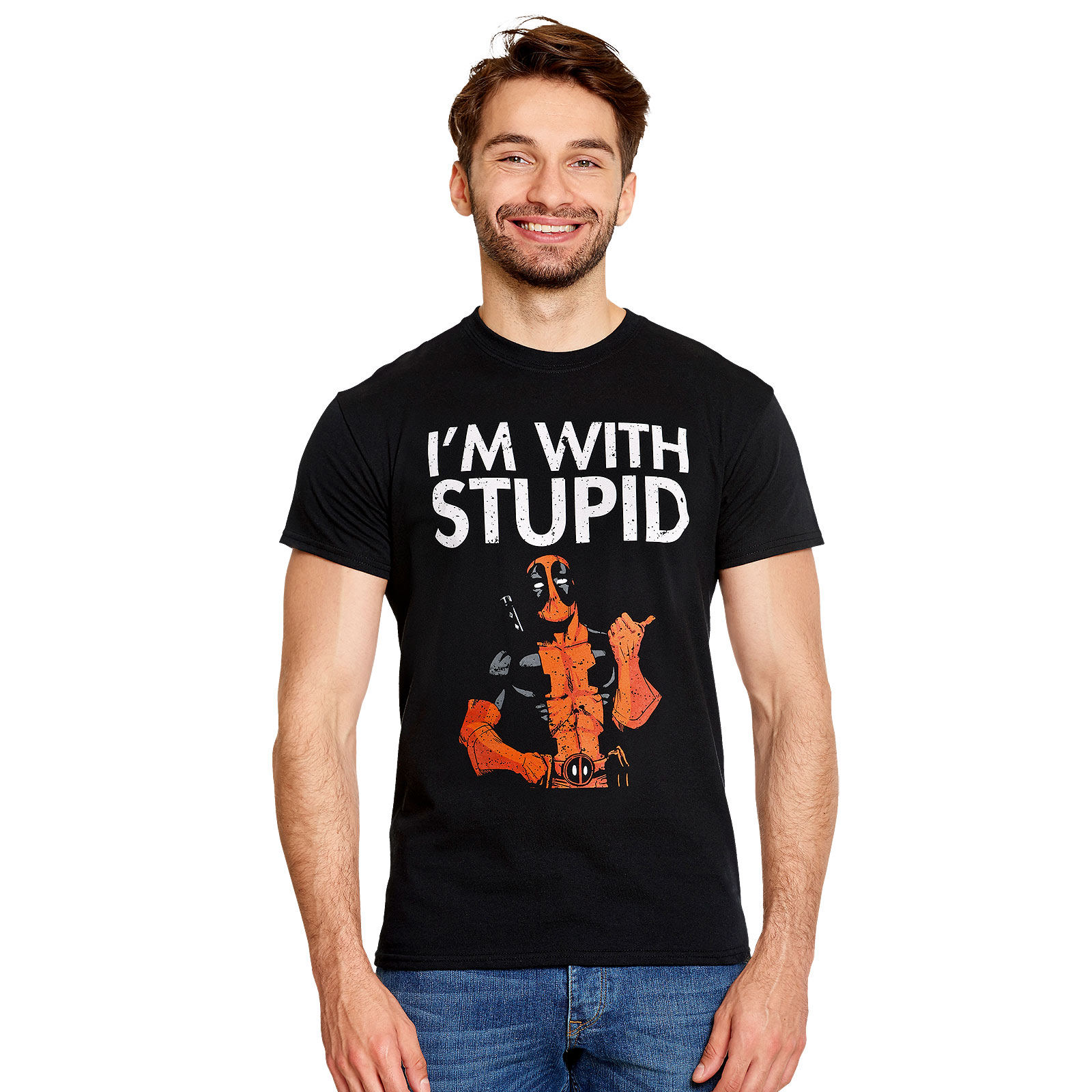 Deadpool - I'm With Stupid T-Shirt schwarz