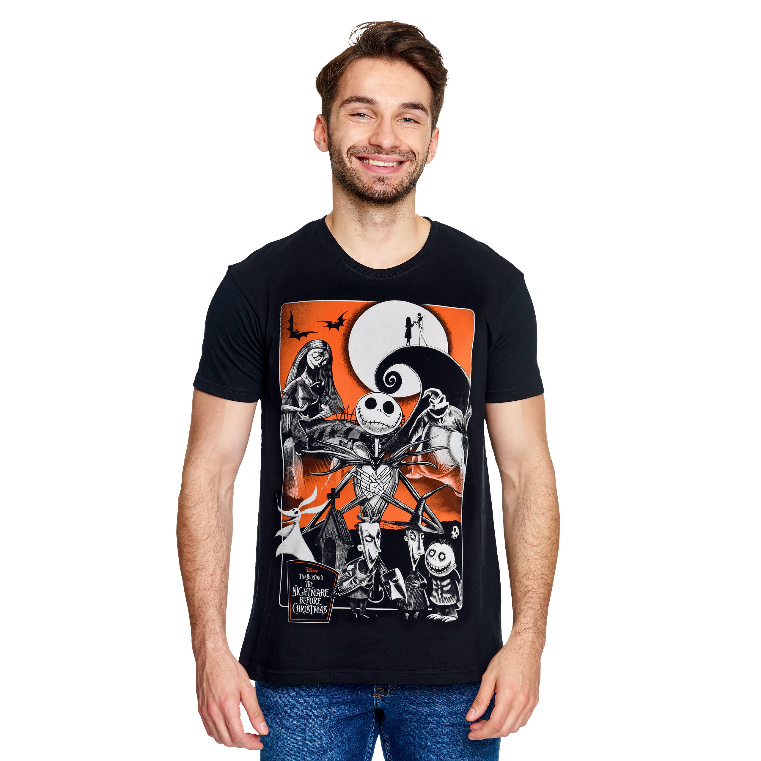 Nightmare Before Christmas - Orange Moon T-Shirt schwarz