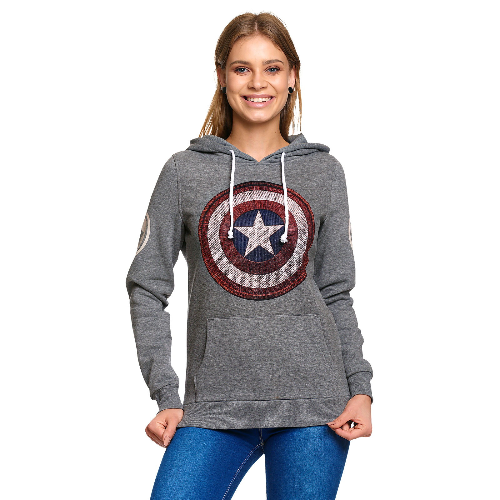Captain America - Shield Logo Retro Hoodie Damen grau