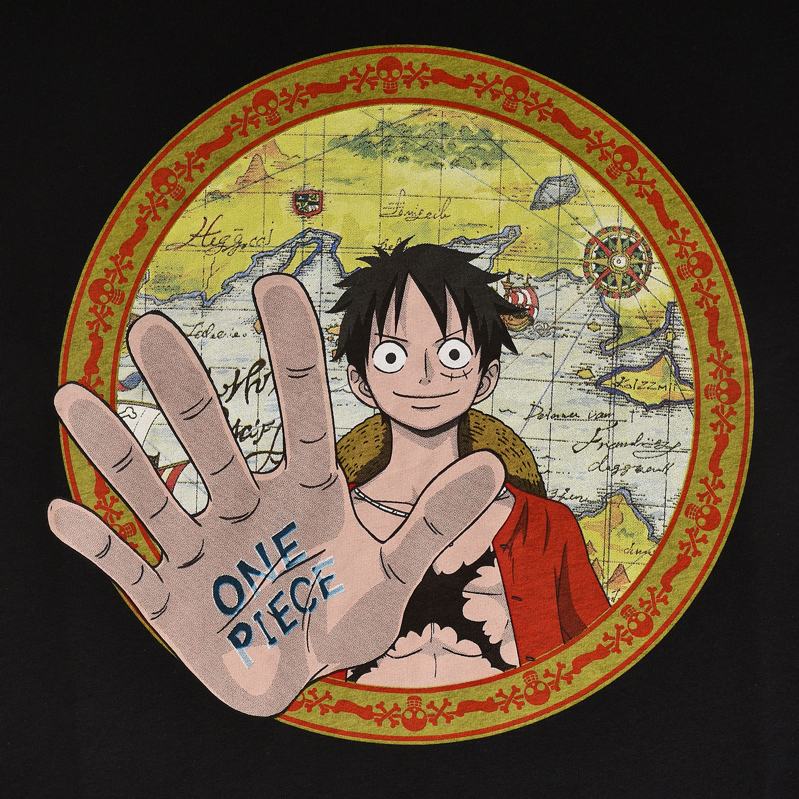One Piece - Map Circle T-Shirt schwarz