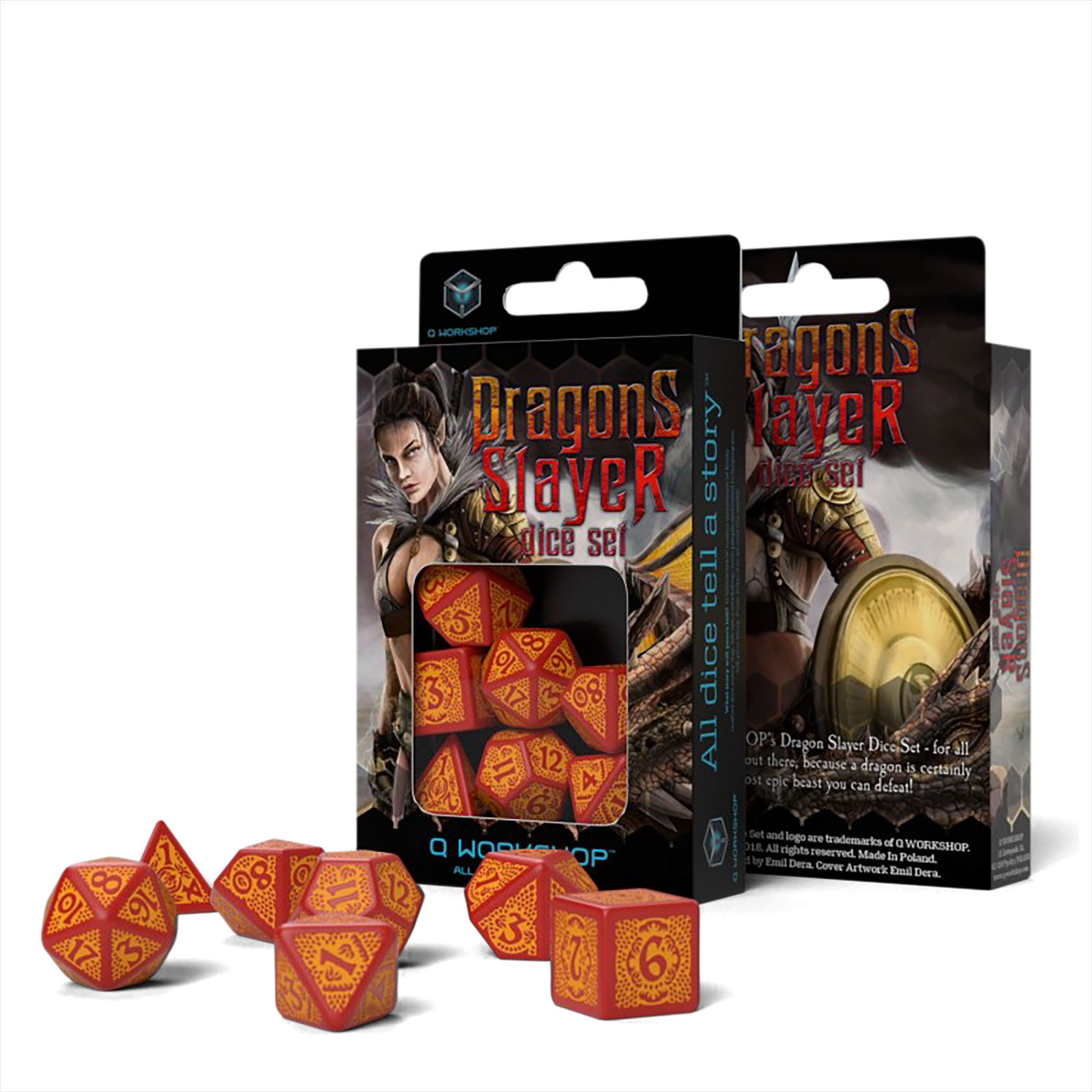 Dragon Slayer RPG Würfel Set 7tlg rot-orange
