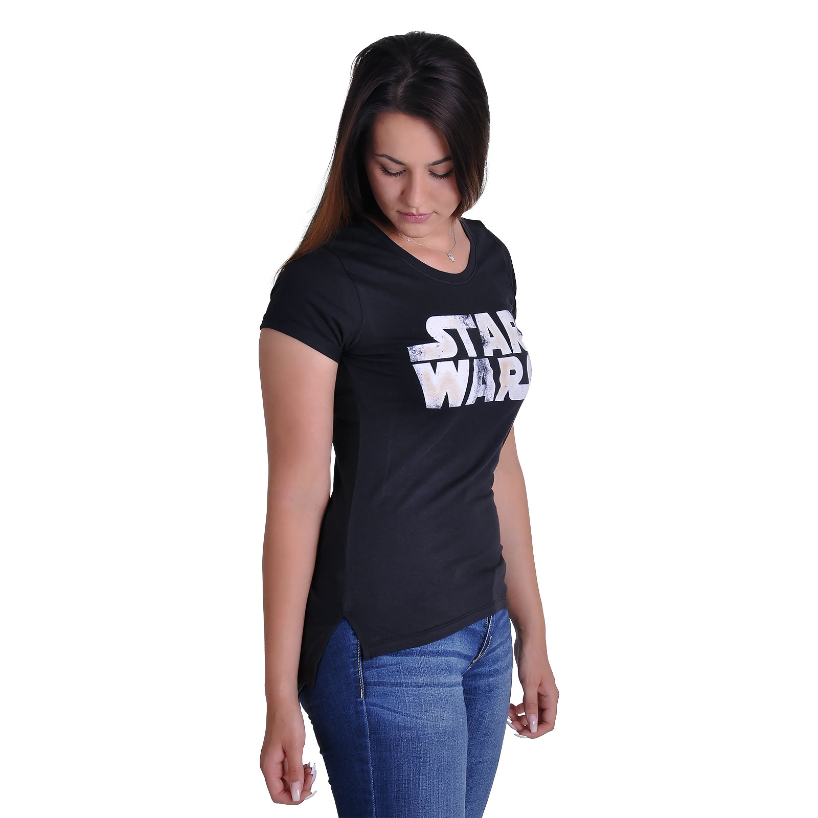 Star Wars - Distressed Logo Girlie Shirt schwarz