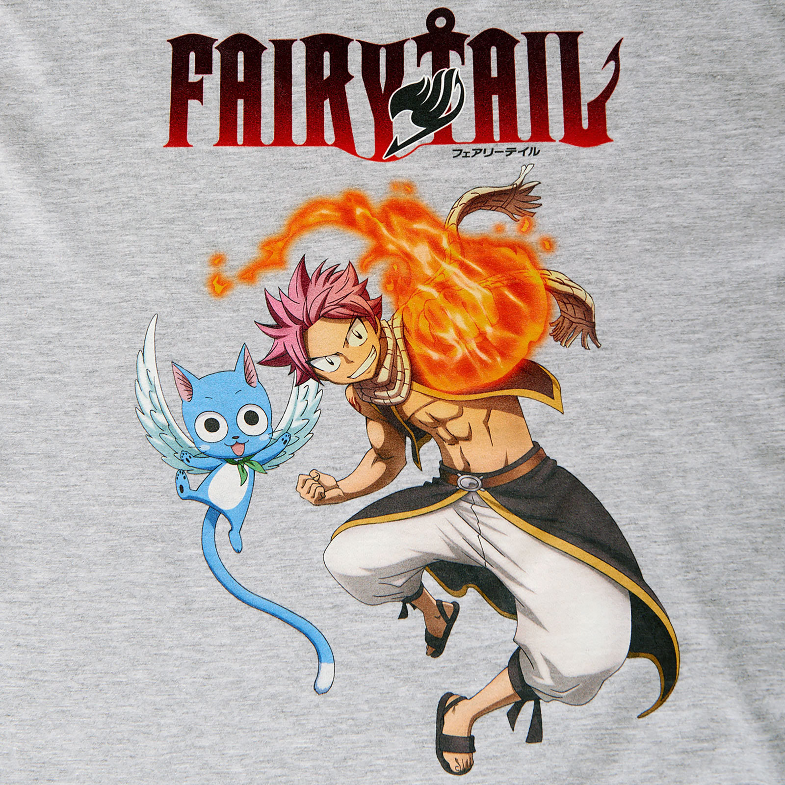 Fairy Tail - Natsu und Happy T-Shirt grau