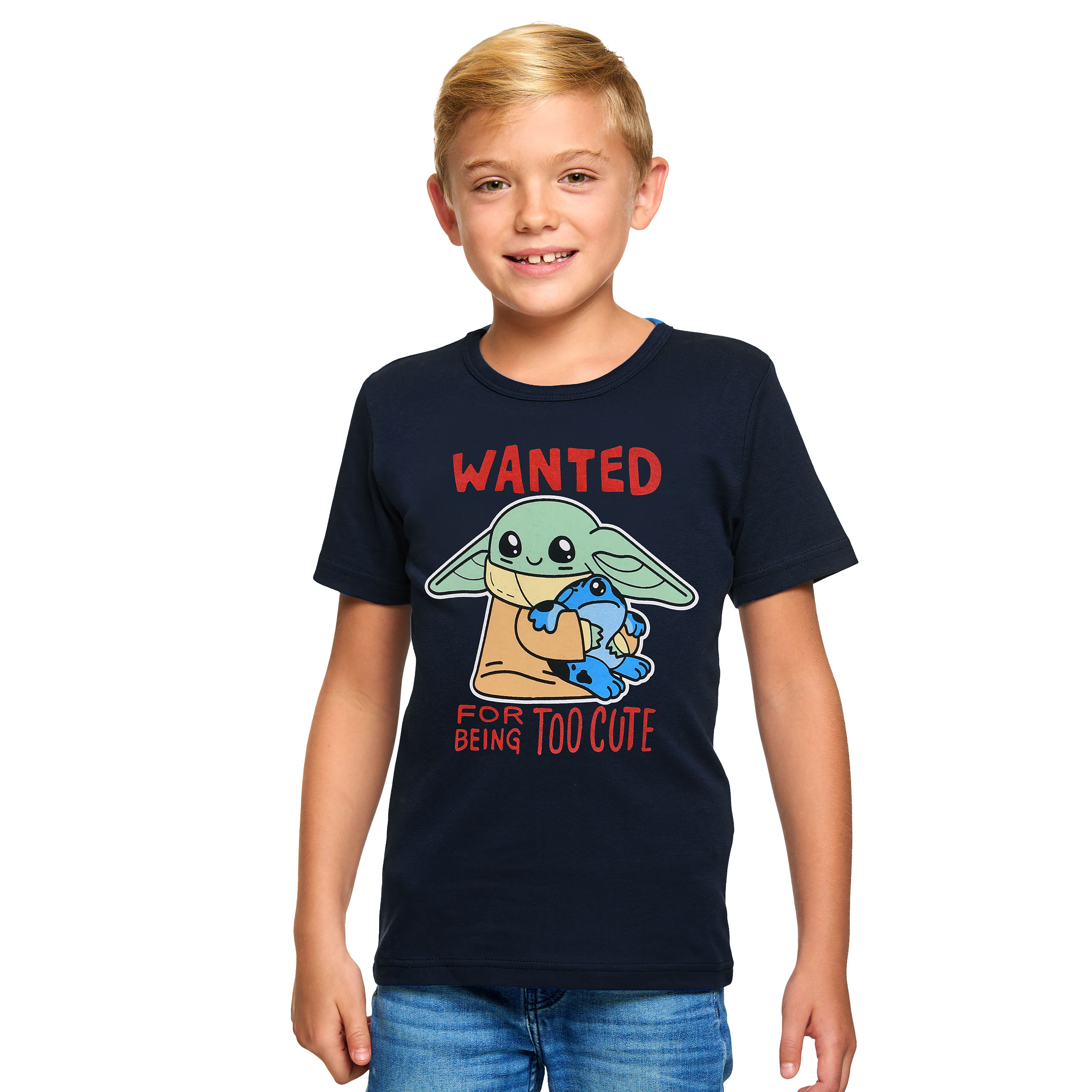 Grogu Wanted Too Cute T-Shirt Kinder blau - Star Wars The Mandalorian