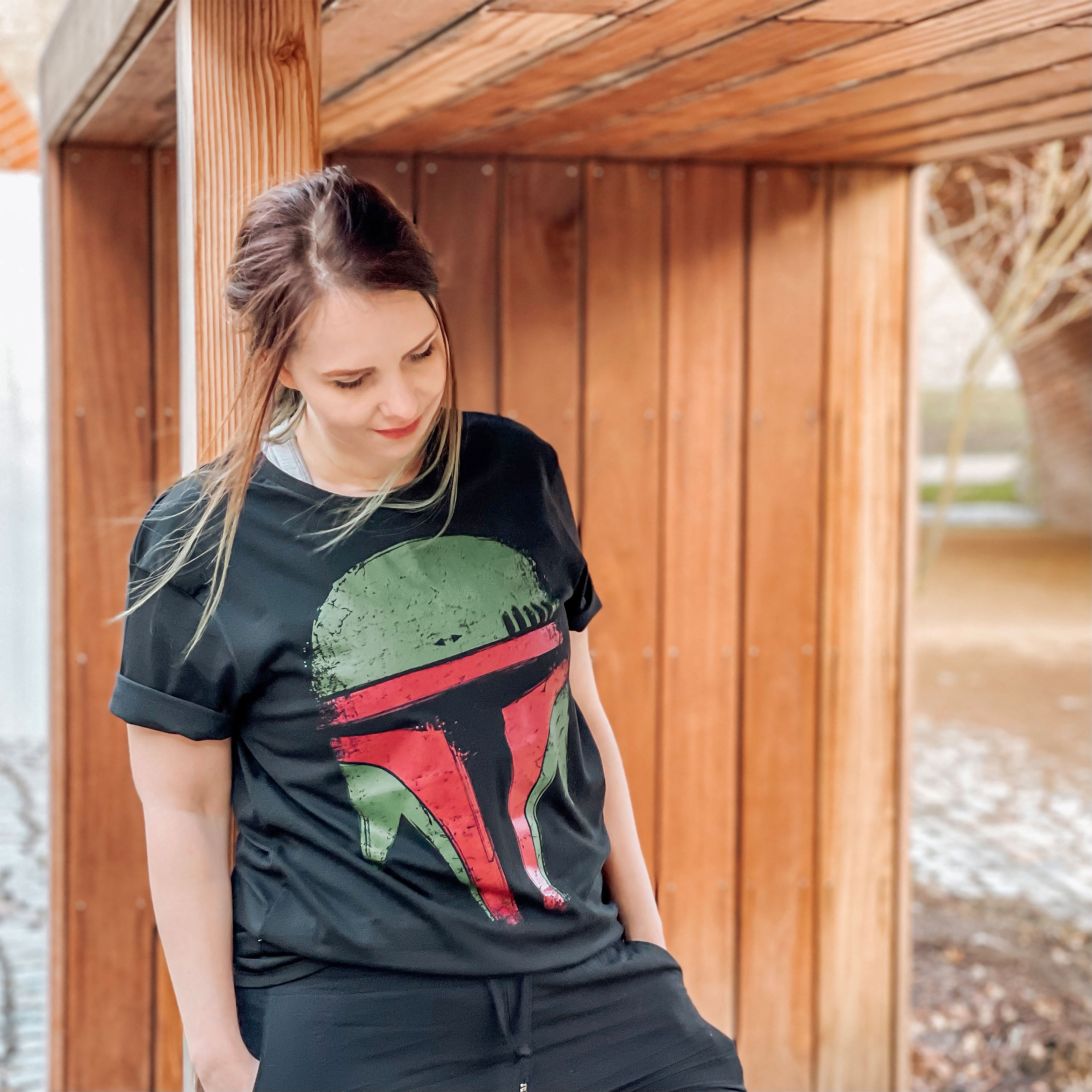 Boba Face T-Shirt für Star Wars Fans schwarz