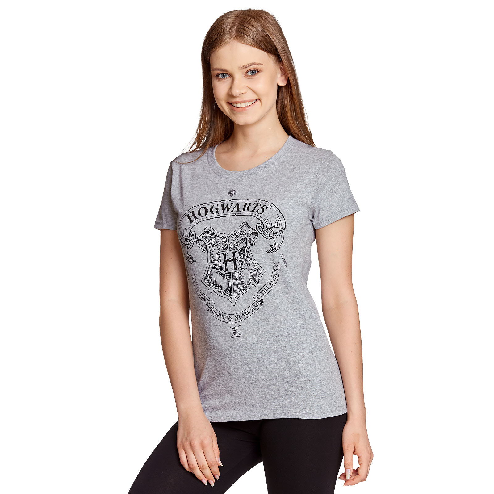 Harry Potter - Hogwarts Wappen T-Shirt Damen grau
