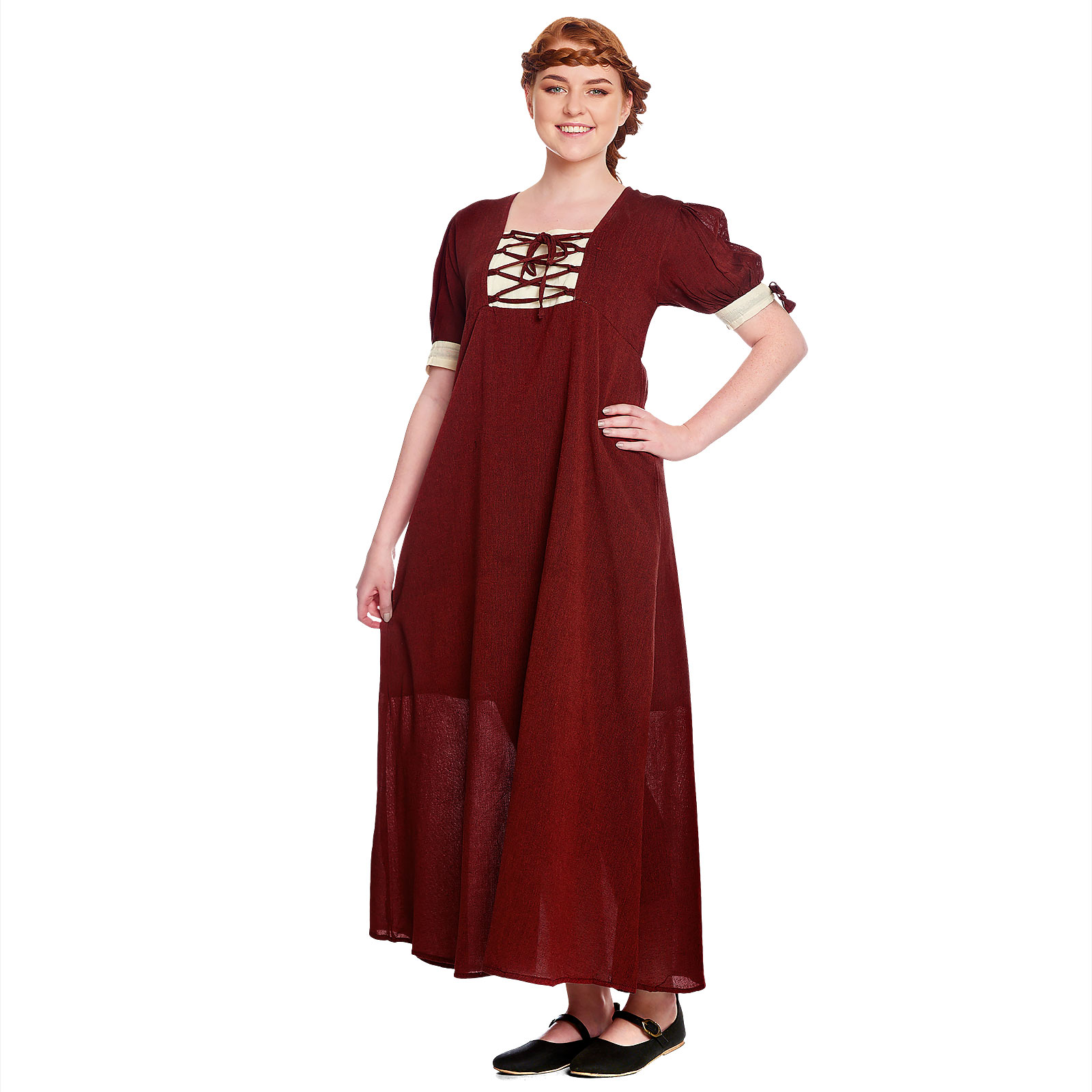 Mittelalter Sommer Kleid Lysa rot-beige