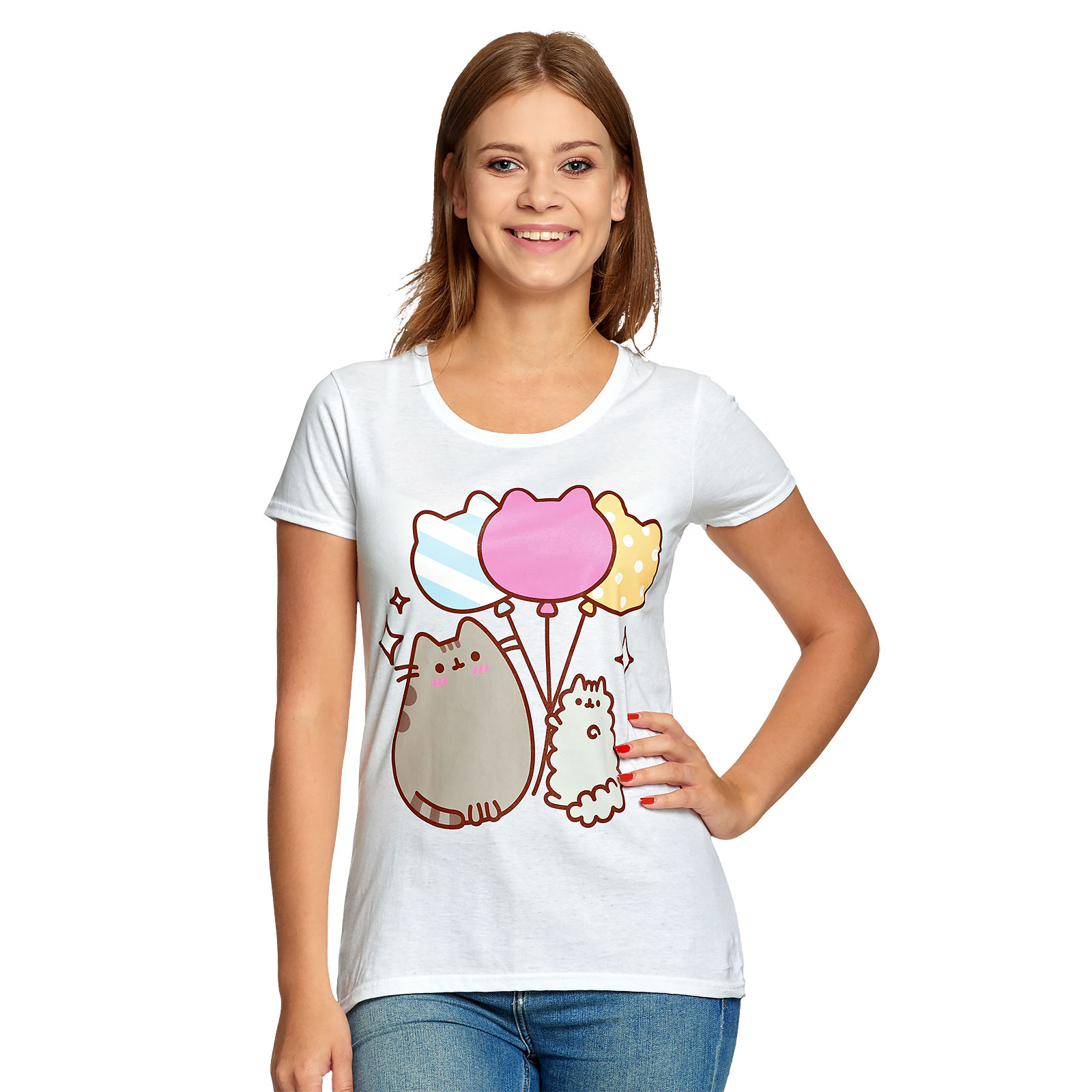 Pusheen - Balloons T-Shirt Damen weiß