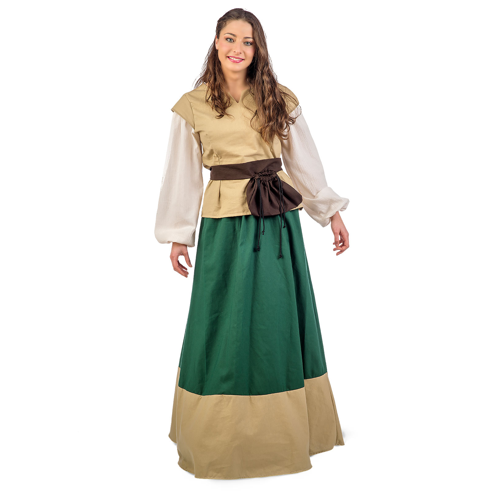 Mittelalter Damen Kostüm Juana beige-grün