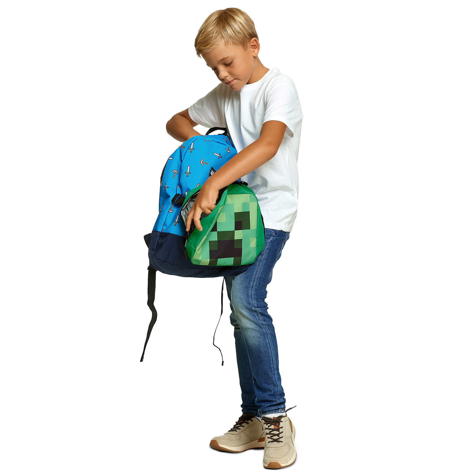 Minecraft - Sword & Axe Rucksack mit Creeper Mini Bag | Elbenwald