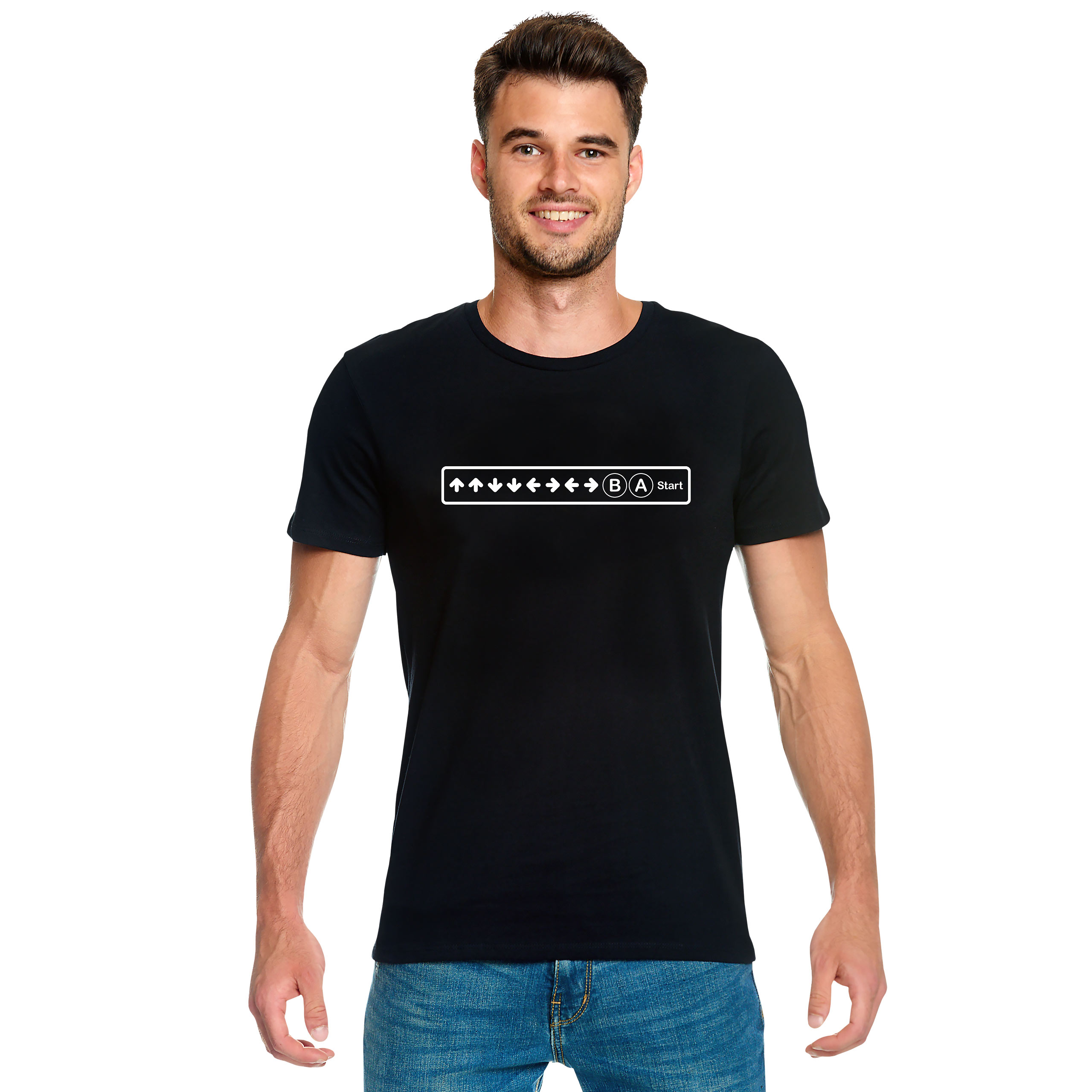 Konami Code T-Shirt für Gaming Fans schwarz